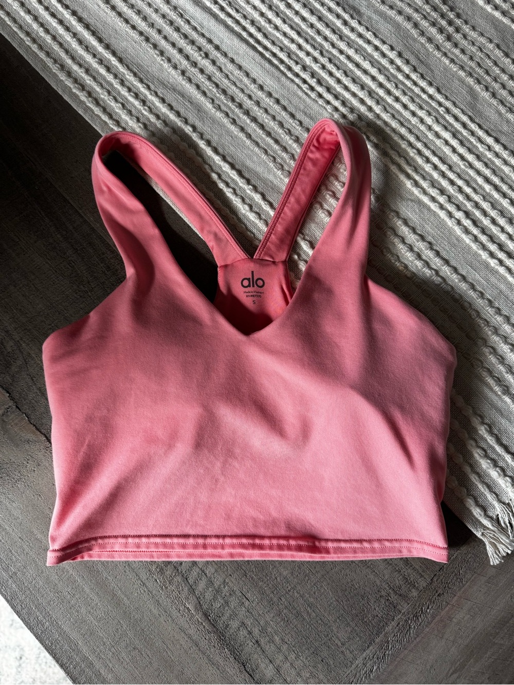 ALO Yoga Pink Cropped Sports Bra Tank with Supportive Straps